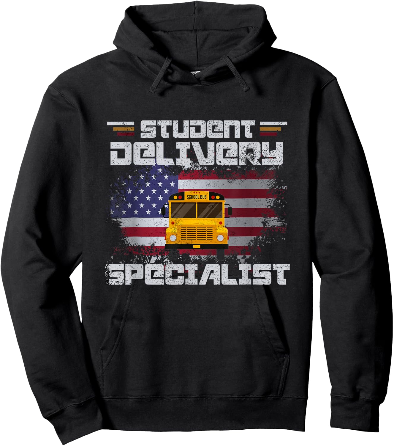 School Bus Driver's American Flag Pride | School Bus Driver Hoodie - Hoodie | Black
