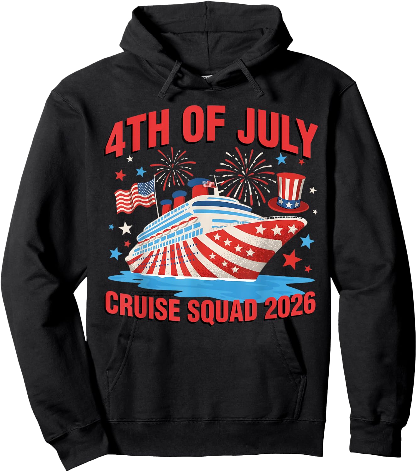 4th of July Cruise Squad 2026 Fireworks Family Matching Trip Hoodie - Hoodie | Black
