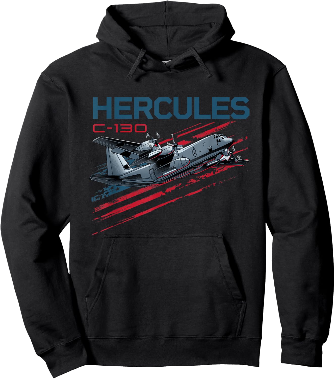 Military Cargo Airplane C-130 Hercules Hoodie - Hoodie | Black