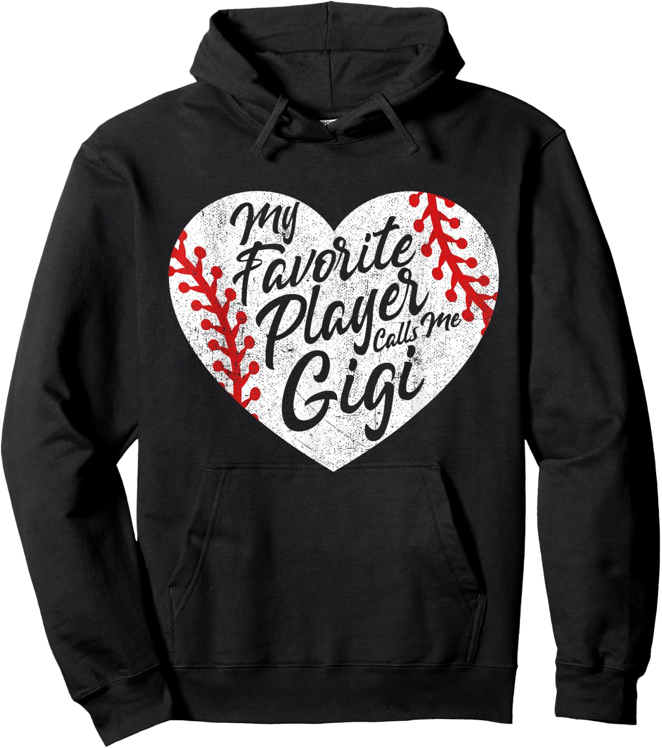 My Favorite Player Calls Me Gigi Baseball Heart Cute Grandma Hoodie - Hoodie | Black
