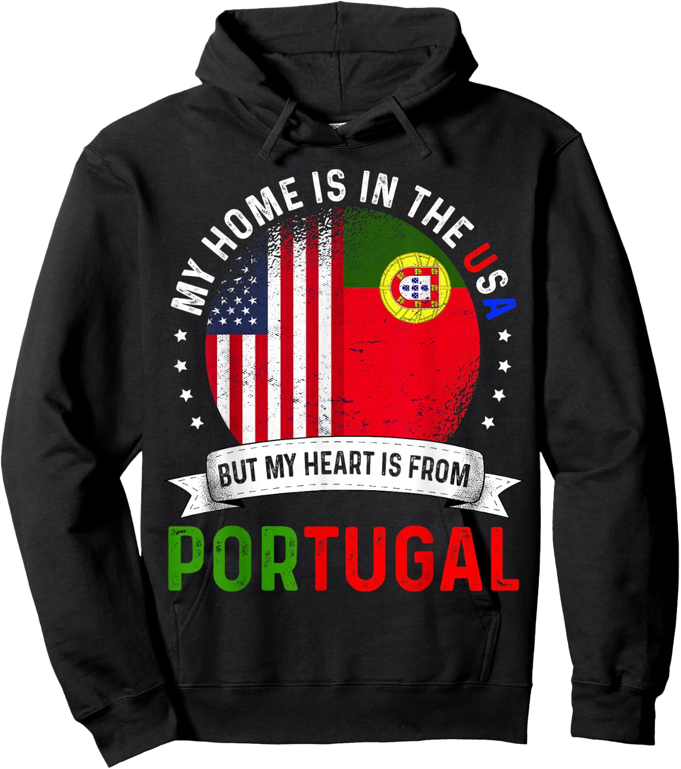 Portuguese American Patriot Heart is from Portugal Flag Hoodie - Hoodie | Black