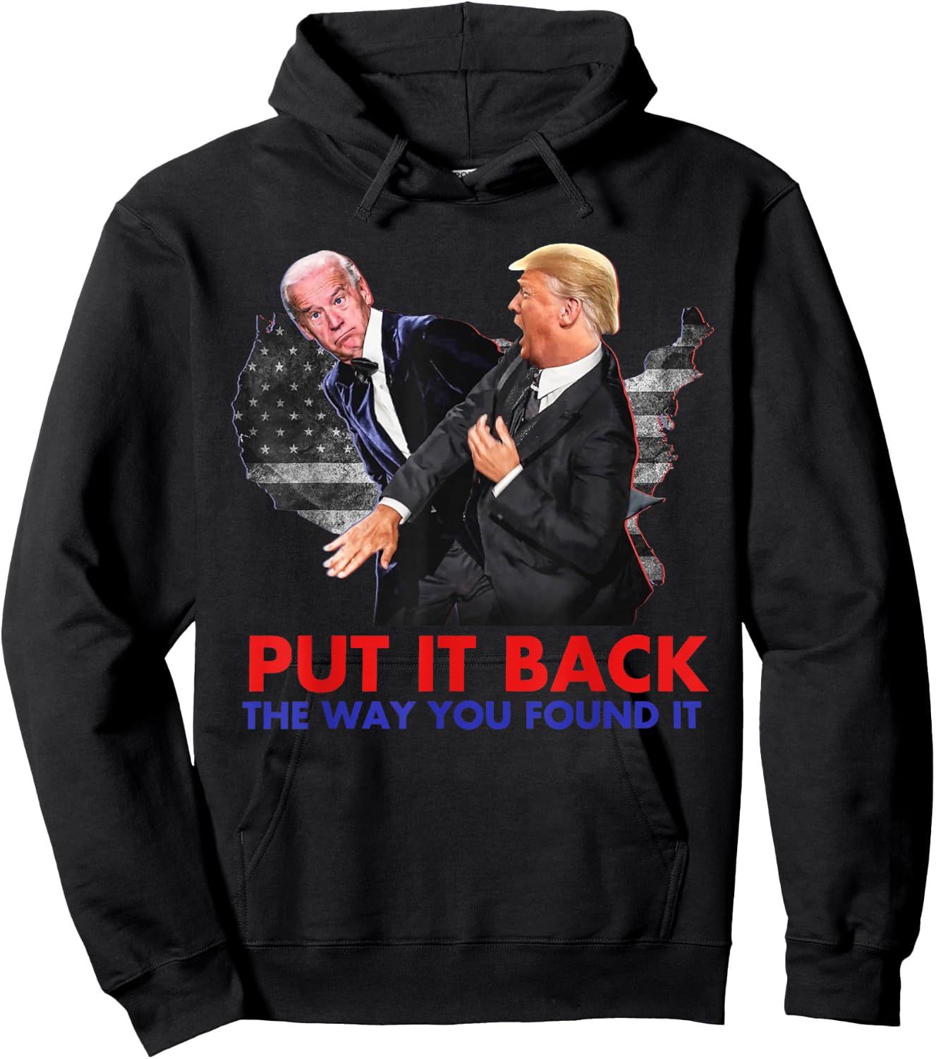 Put It Back The Way You Found It Funny Biden & Trump Vintage Hoodie - Hoodie | Black