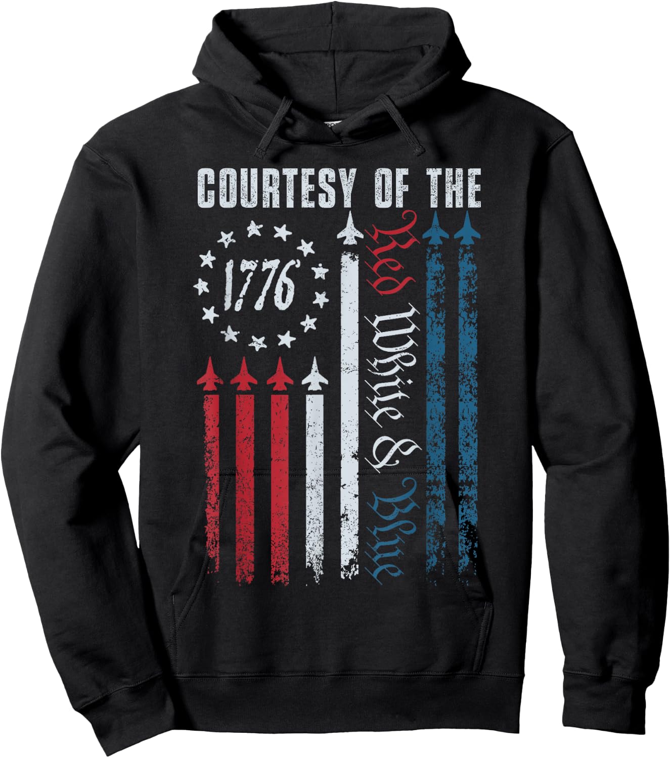 Vintage America USA Flag Courtesy Of The Red White And Blue Hoodie - Hoodie | Black