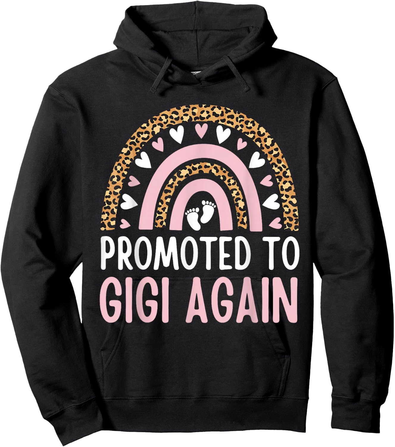 Promoted to Gigi Again Rainbow Leopard Grandma Second Time Hoodie - Hoodie | Black