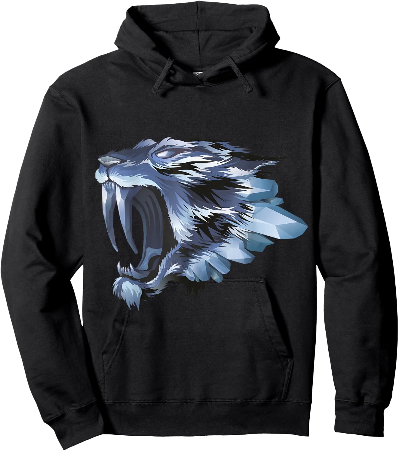 Smilodon Sabertooth Tiger Cat Iced Blue Design Hoodie - Hoodie | Black