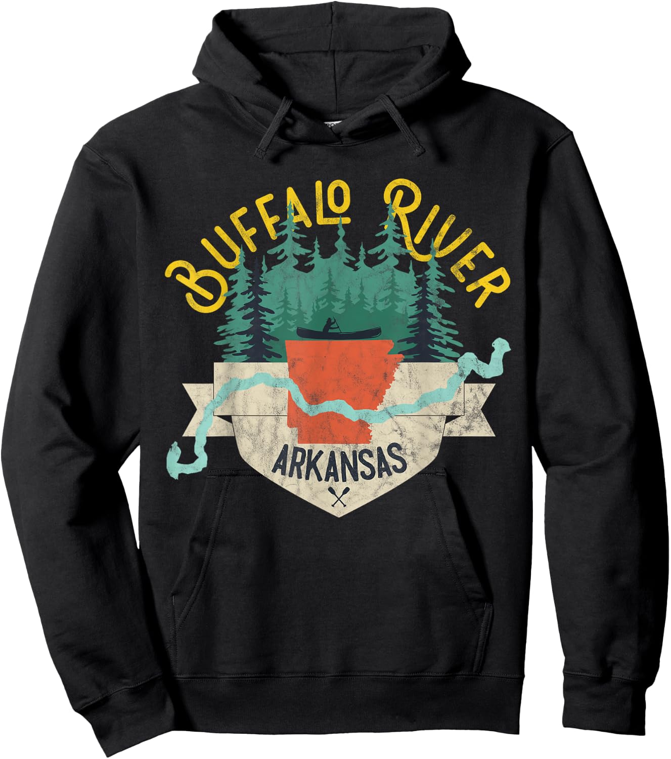 Buffalo River Arkansas National Park River Floating Kayak Hoodie - Hoodie | Black