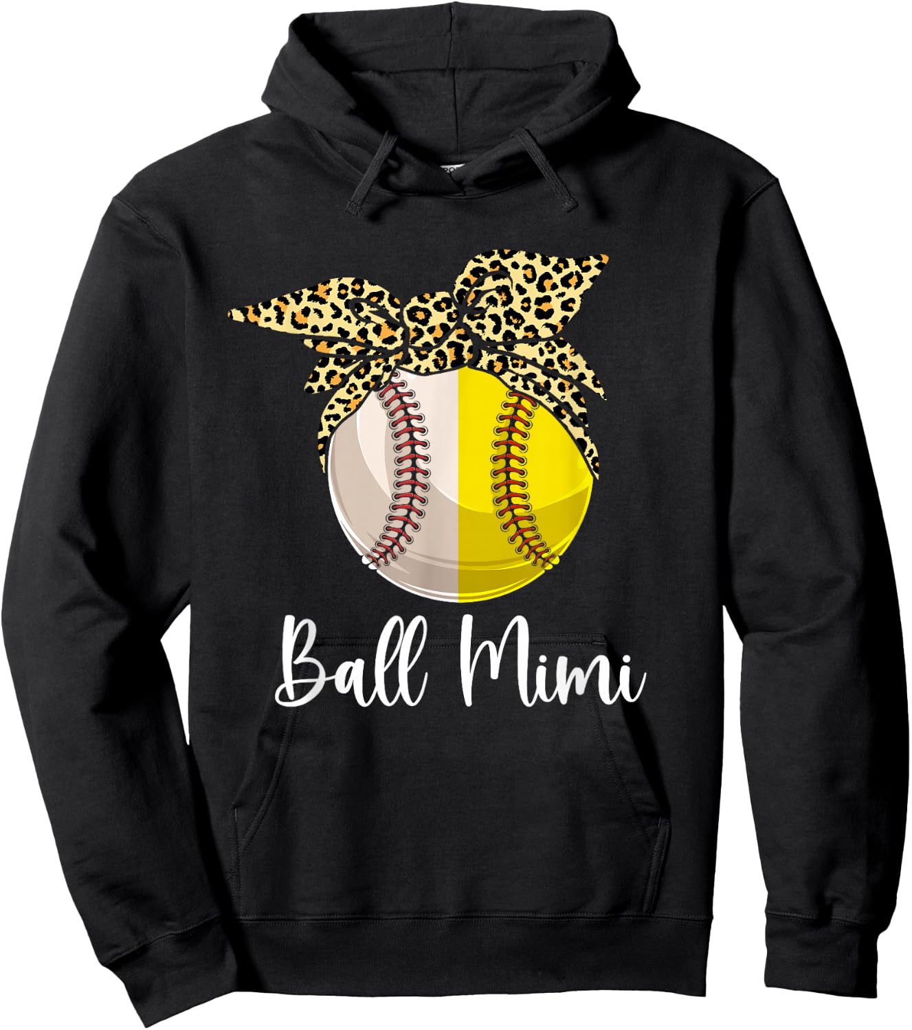 Ball Mimi Both Of Softball Baseball Mothers' Day Hoodie - Hoodie | Black