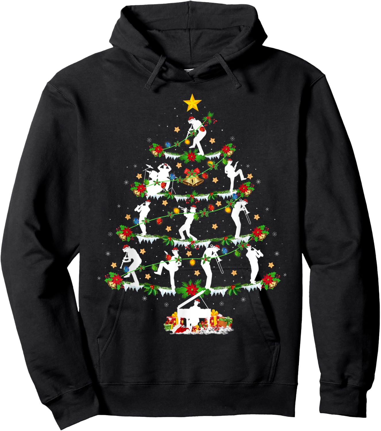 Marching Band Lover Lighting Marching Band Christmas Tree Hoodie - Hoodie | Black