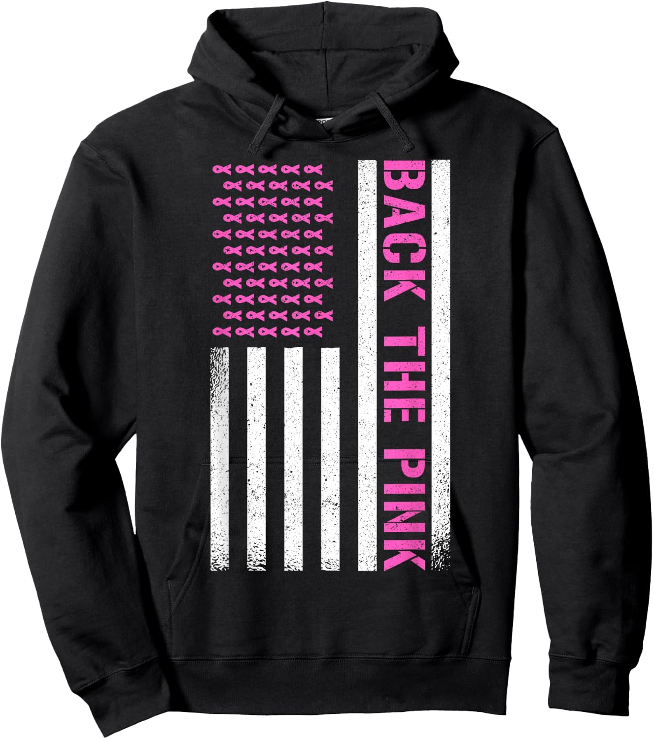 Back The Pink American Flag Hoodie - Hoodie | Black