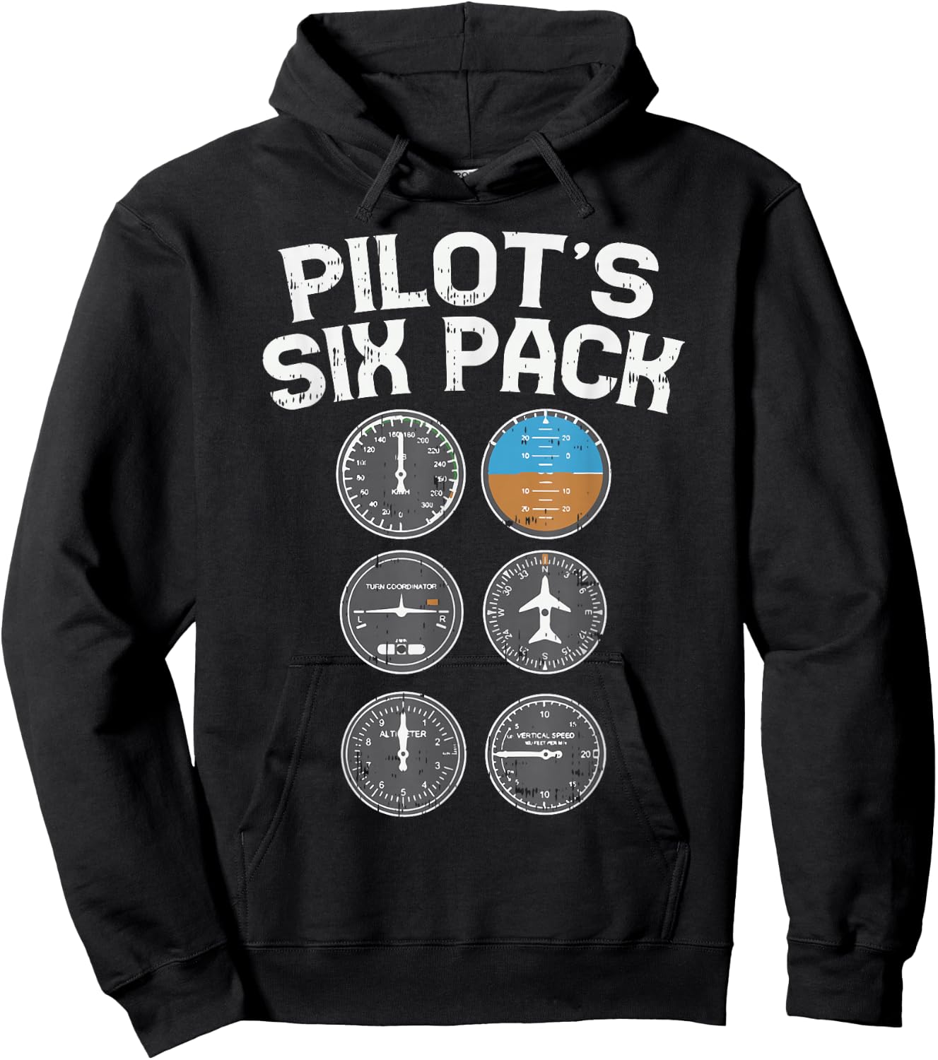 Pilots Six Pack Funny Flight Instruments Aviation Humor Gift Hoodie - Hoodie | Black