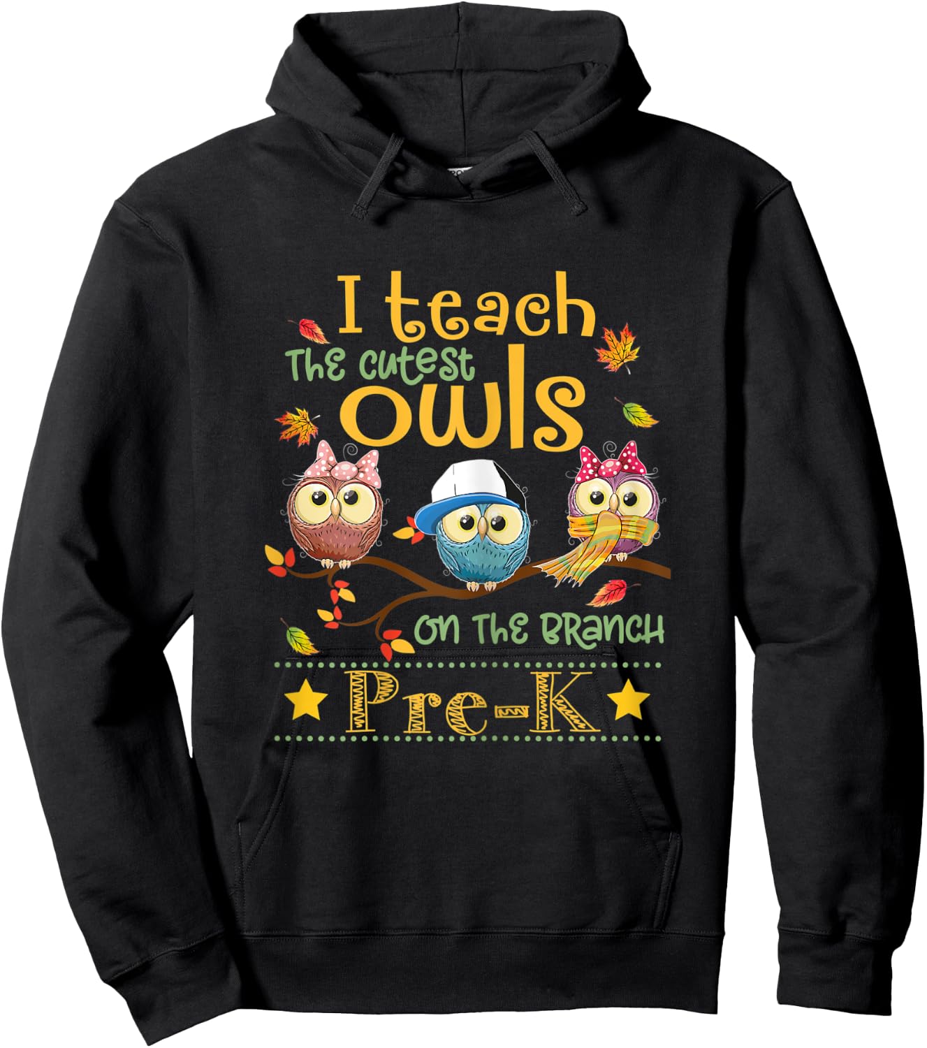 I Teach The Cutest Owls Pre-K Teacher Fall Autumn Women Hoodie - Hoodie | Black