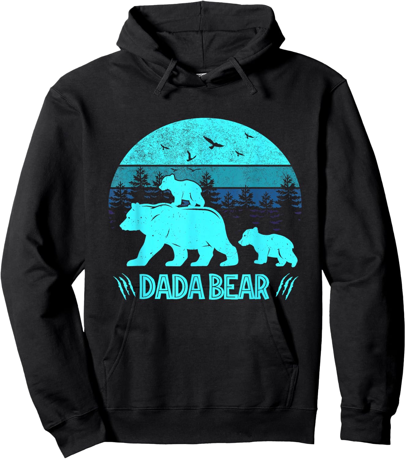 Dada Bear 2 Cubs Daddy of Twin Family Matching Father's Day Hoodie - Hoodie | Black