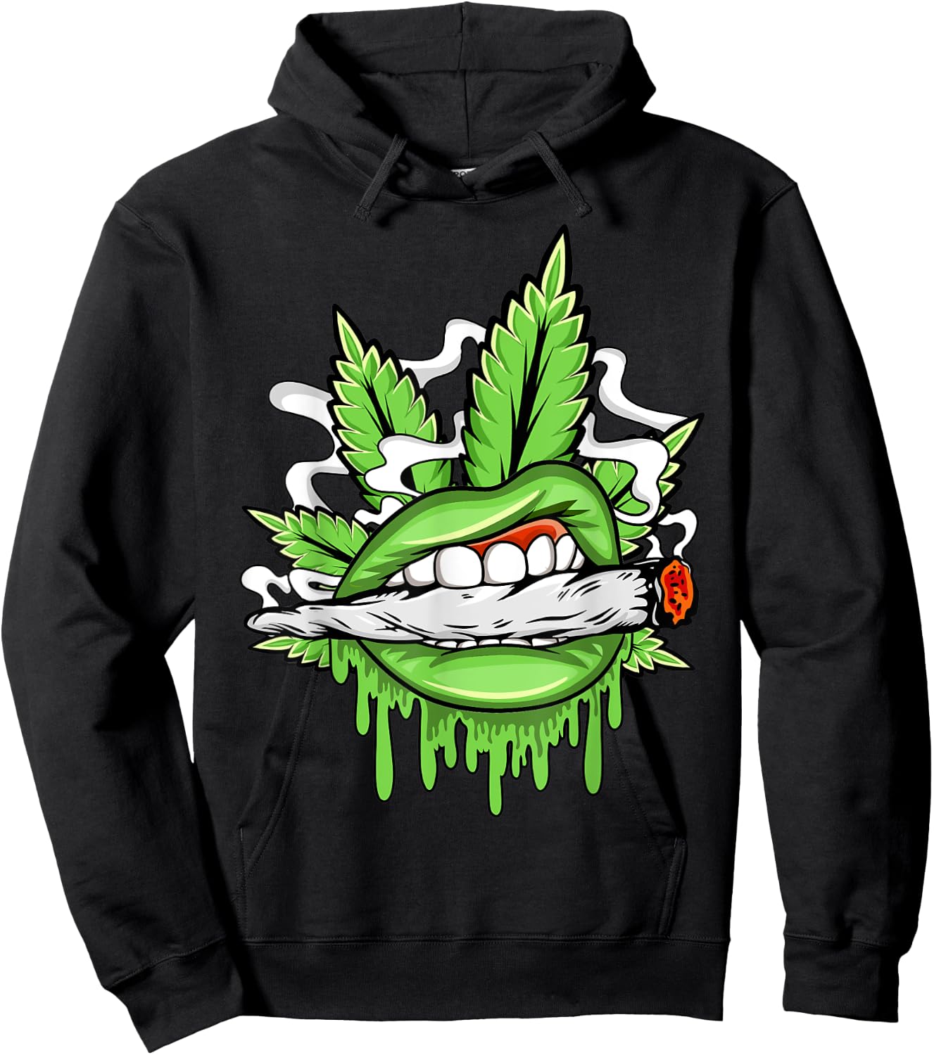 Funny Sexy Lips Cannabis Marijuana Weed Pot Leaf Lover Hoodie - Hoodie | Black