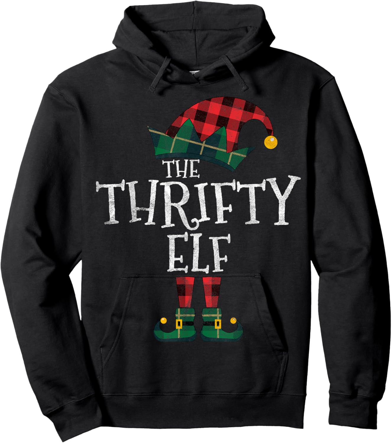 The Thrifty Elf Matching Family Group Gift Funny Christmas Hoodie - Hoodie | Black