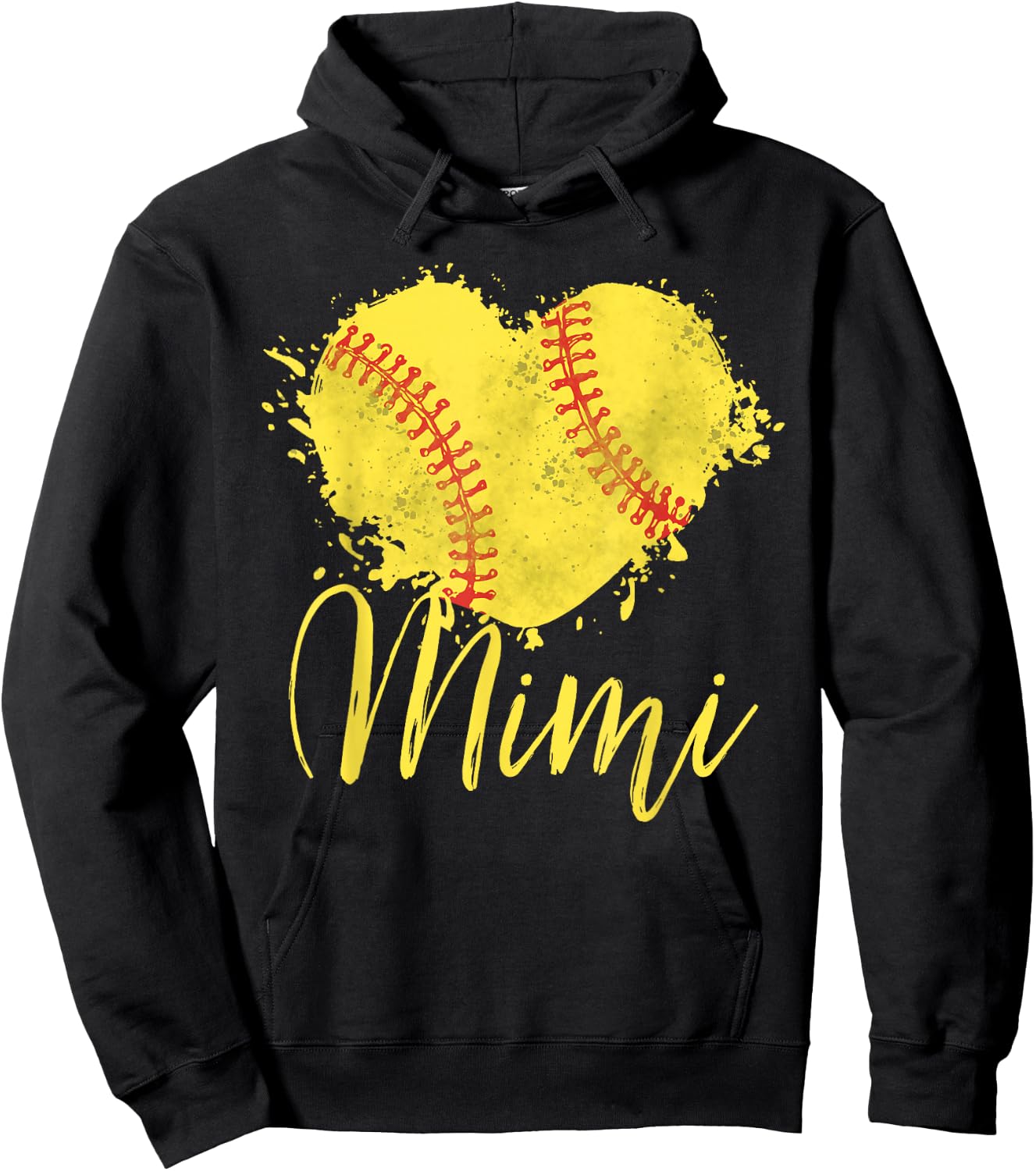 Softball Mimi Softball Love Heart Hoodie - Hoodie | Black