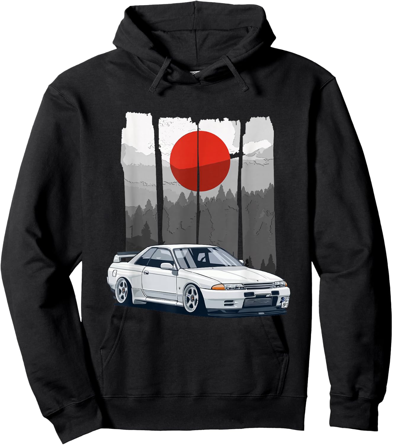 JDM Skyline R32 Car Tuning Japan Rising Sun Drift Hoodie - Hoodie | Black