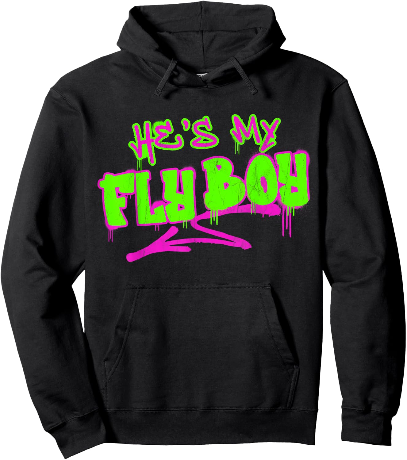 Matching His and Hers He's My Fly Boy 80s 90s Rap Graffiti Hoodie - Hoodie | Black
