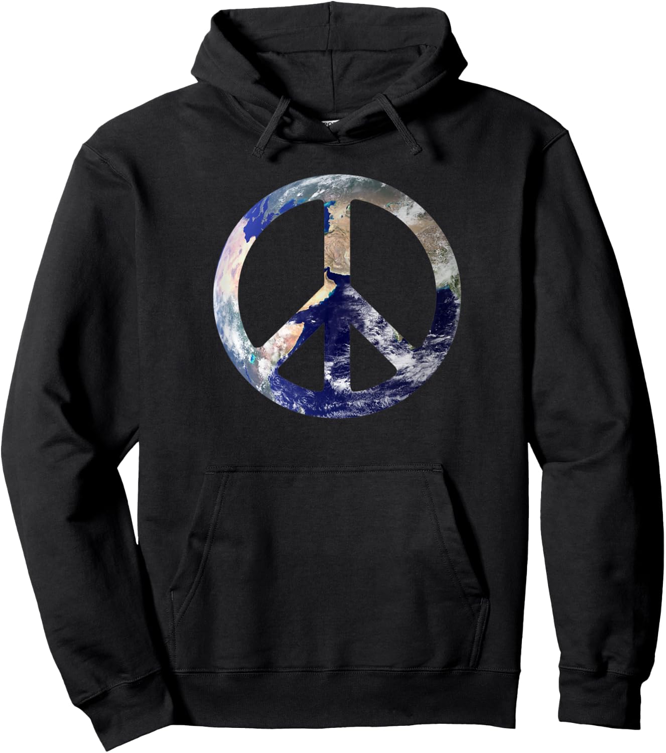 World Peace Symbol With Earth Background Of World Peace Sign Hoodie - Hoodie | Black