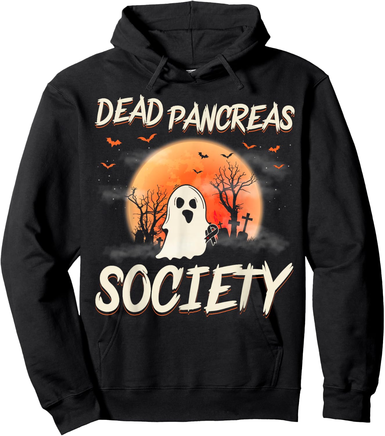 Diabetes Awareness Dead Pancreas Society Halloween Ghost Hoodie - Hoodie | Black
