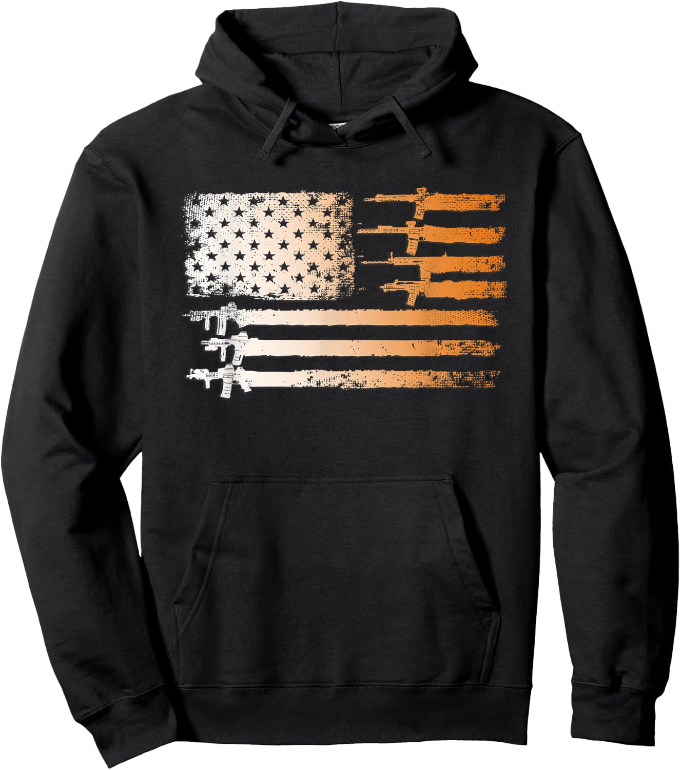 Guns Flag Distressed Gift Veterans Hunters Hoodie - Hoodie | Black