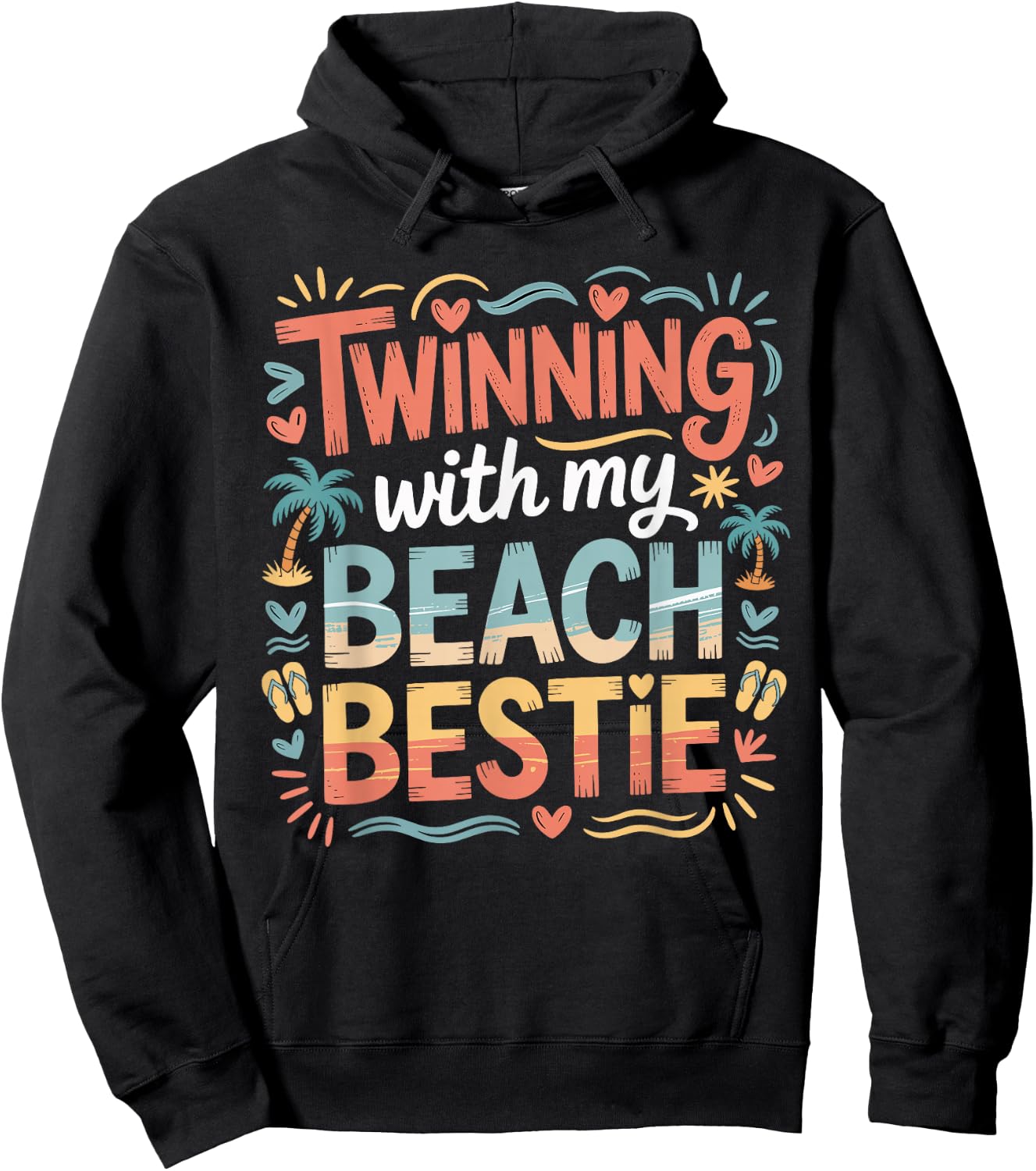 Beach Buddy Twinning with My Beach Bestie Friends Matching Hoodie - Hoodie | Black