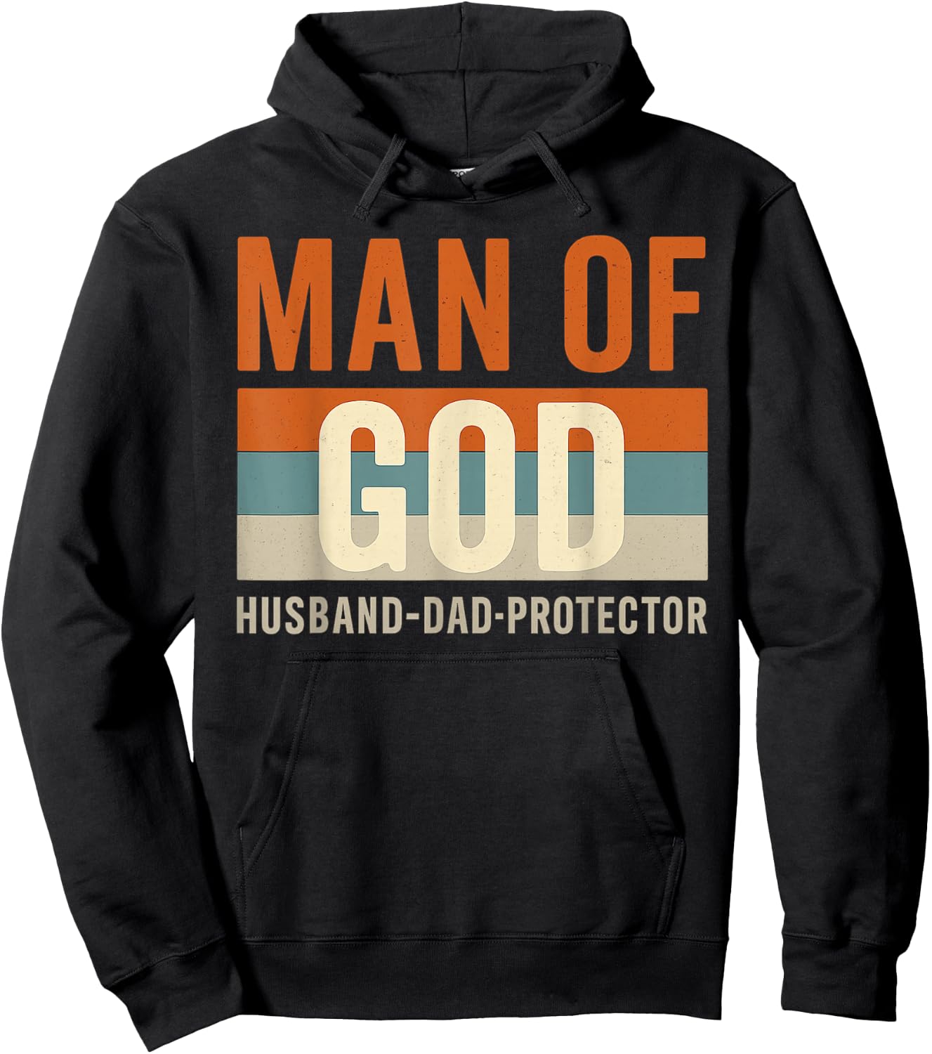 Husband Daddy Protector Hero Christian Dad Fathers Day Hoodie - Hoodie | Black