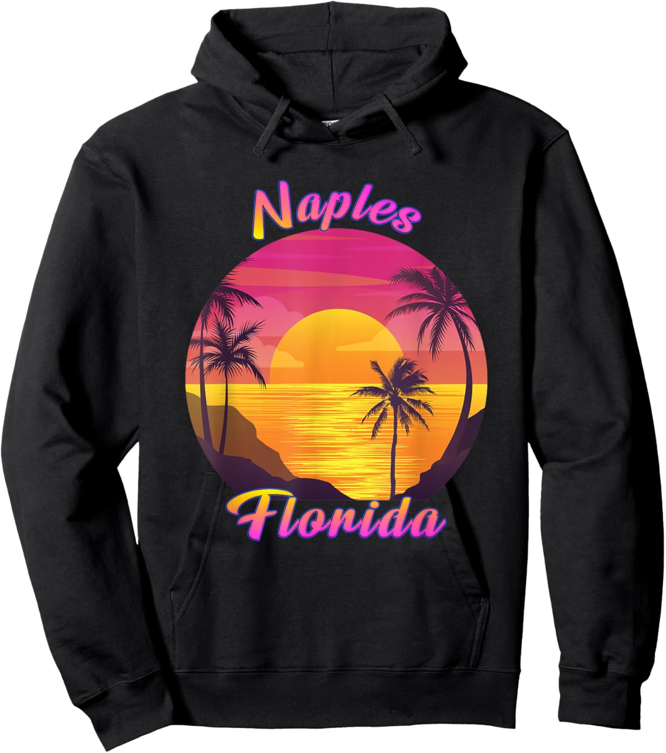Naples FL Florida Vintage Retro 70s 80s Vacation Souvenir Hoodie - Hoodie | Black