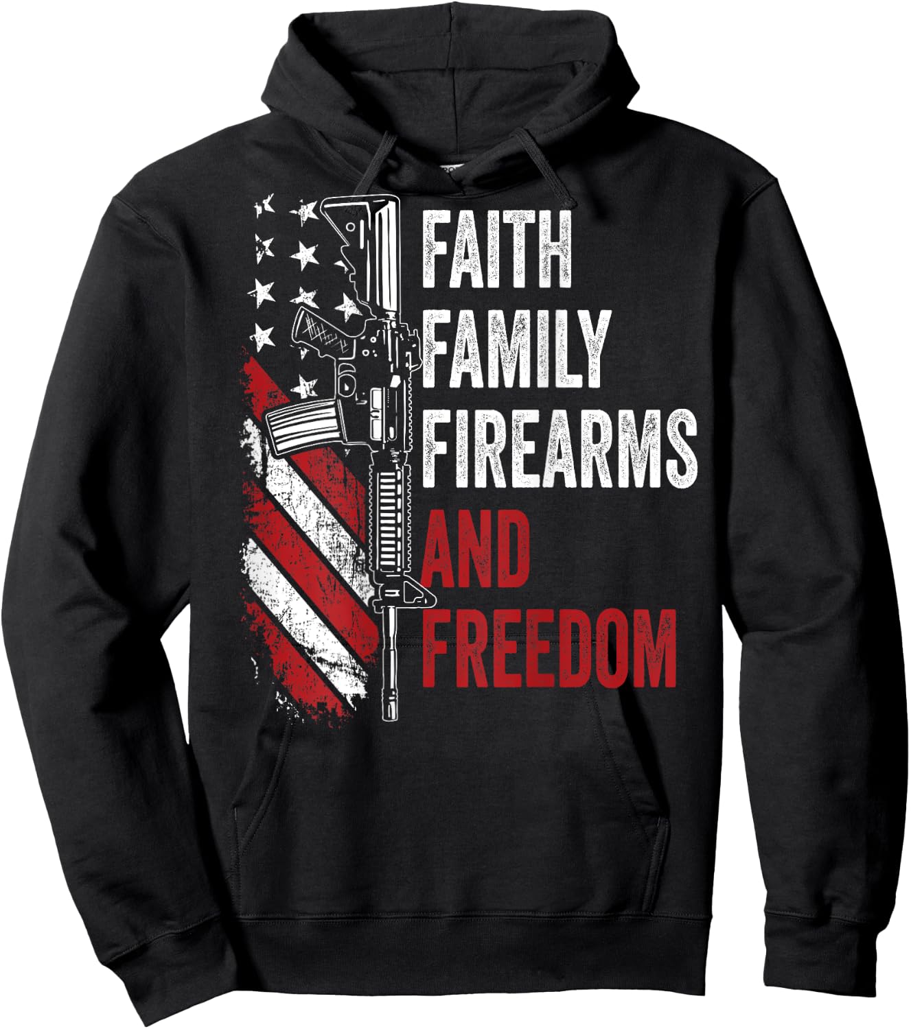 Faith Family Firearms & Freedom - Pro God Guns AR15 -ON BACK Hoodie - Hoodie | Black