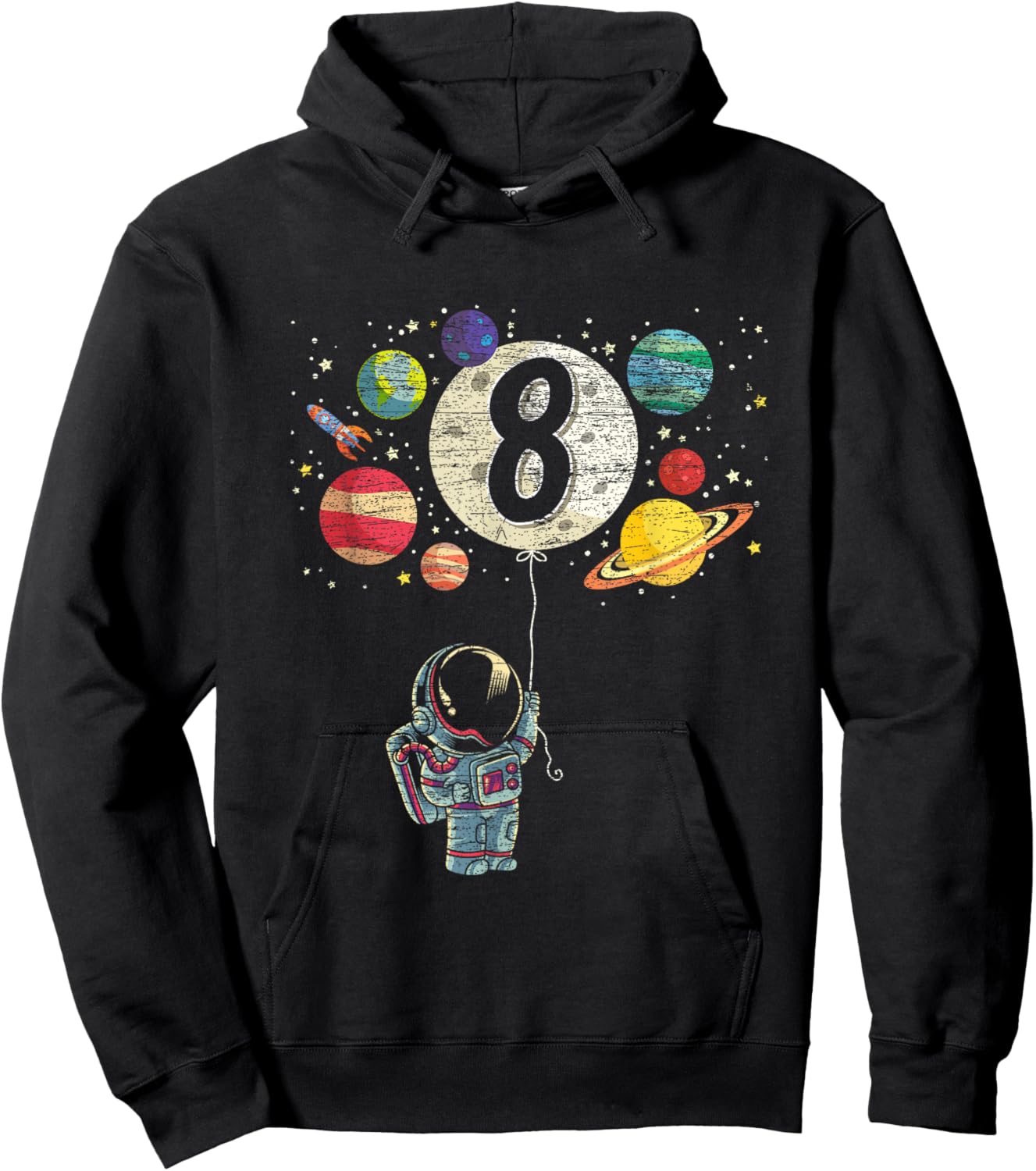 8 Years Old Birthday Boy Gifts Astronaut 8th Birthday Hoodie - Hoodie | Black