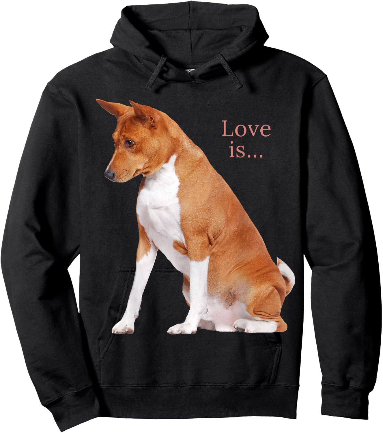 Basenji Shirt Dog Mom Dad Love Puppy Cute Love is Pet Women Girls Kids Hoodie - Hoodie | Black