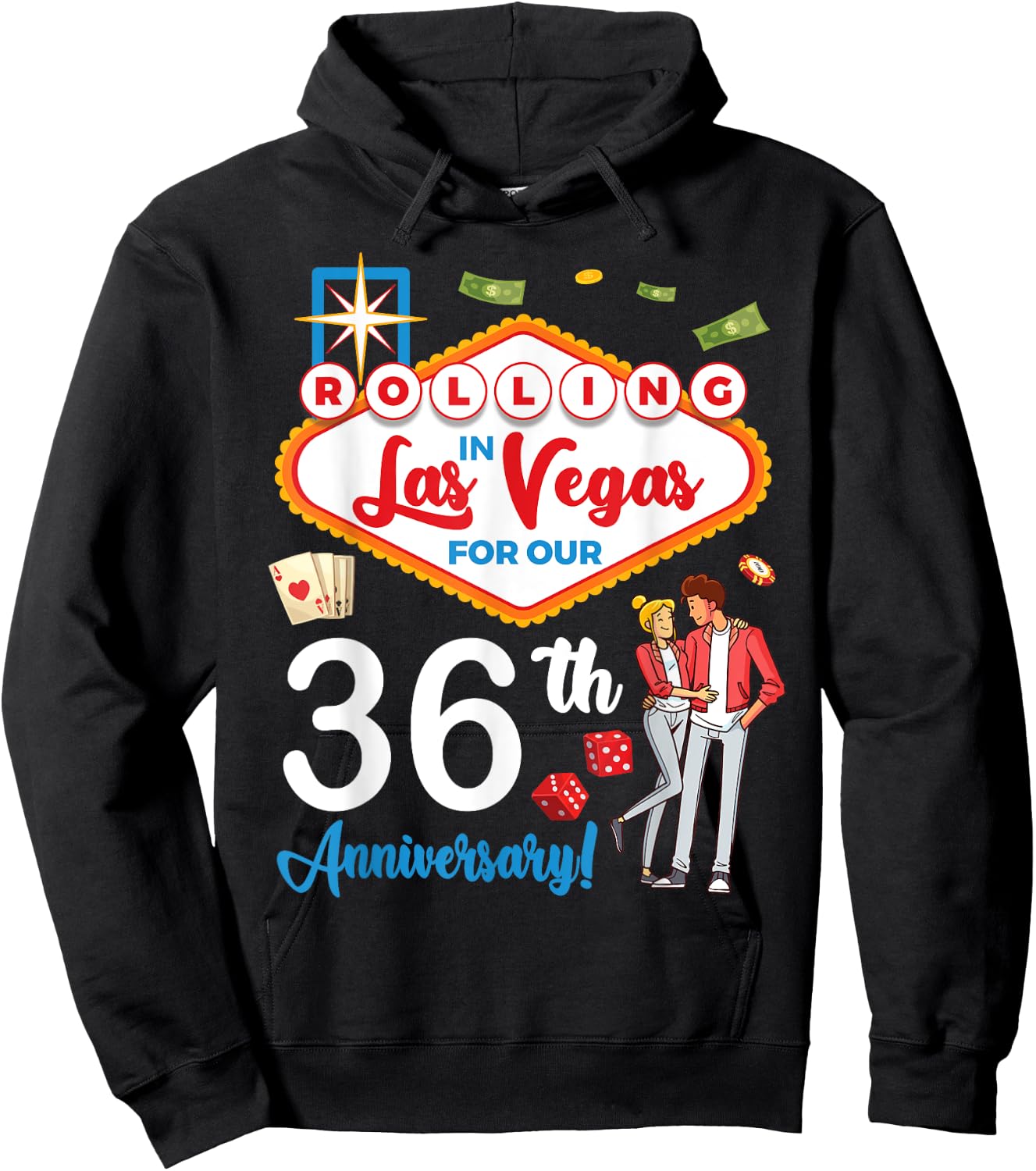 Couple Rolling In Las Vegas For Our 36th Anniversary Married Hoodie - Hoodie | Black