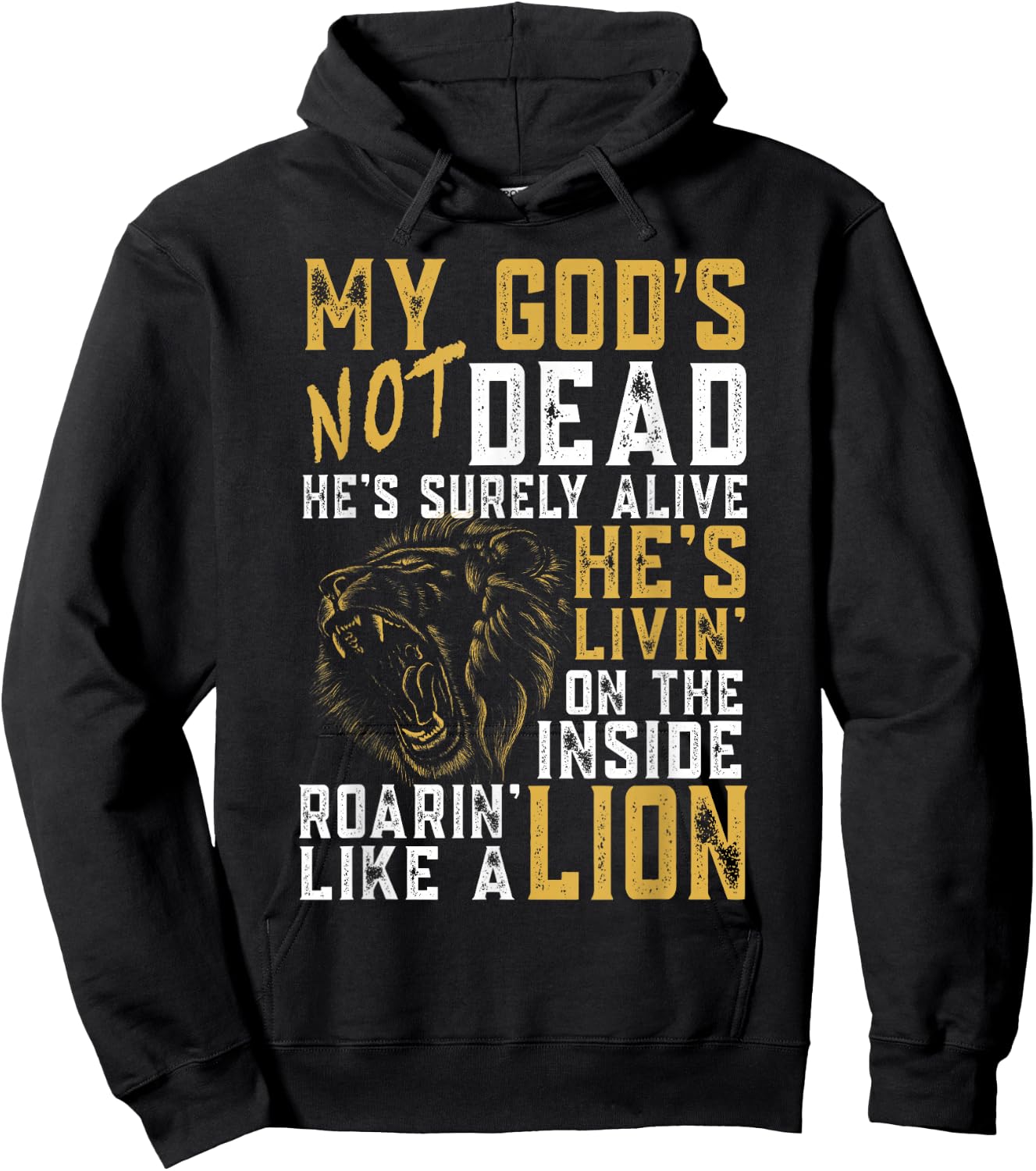 My God's Not Dead Lion Christian Christ Cross Faith Hoodie - Hoodie | Black