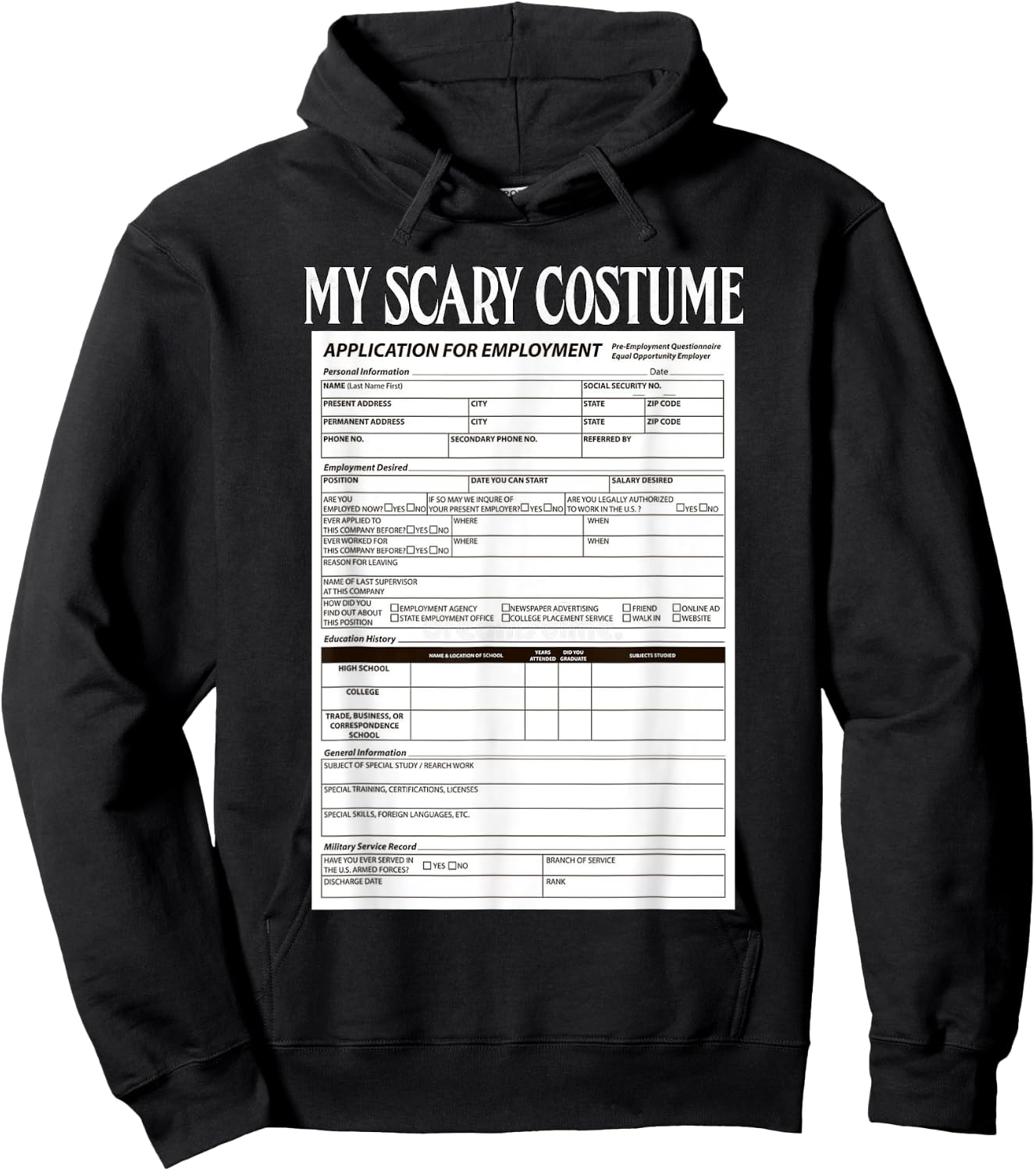 Job Application Funny Scary Halloween Costume Trick or Treat Hoodie - Hoodie | Black
