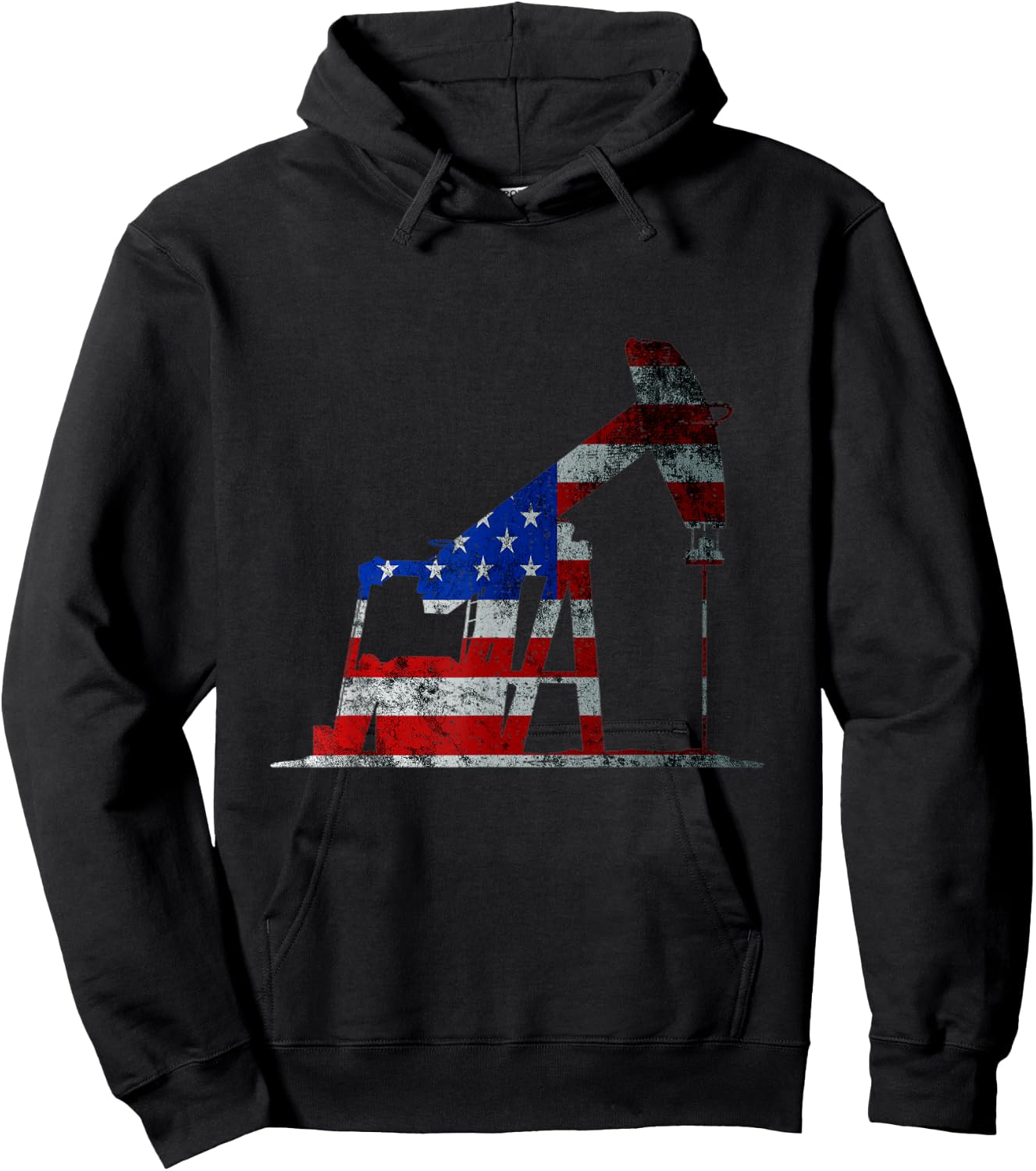 Oilfield Worker Rig Drilling US Flag Oil Rig Man Oil Driller Hoodie - Hoodie | Black