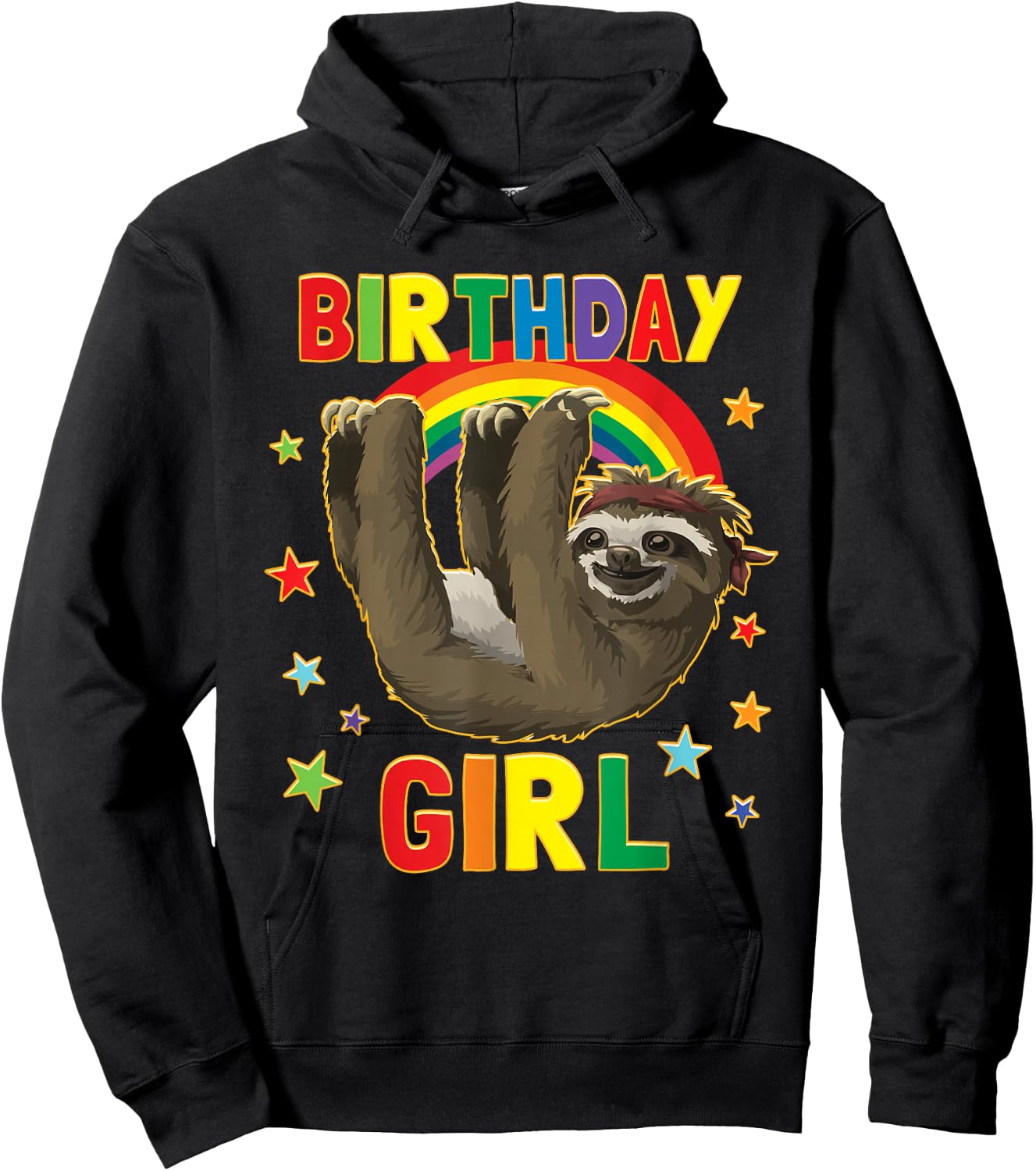 Girl Birthday Sloth B-day Party Kids Gift Sloth Lovers Hoodie - Hoodie | Black