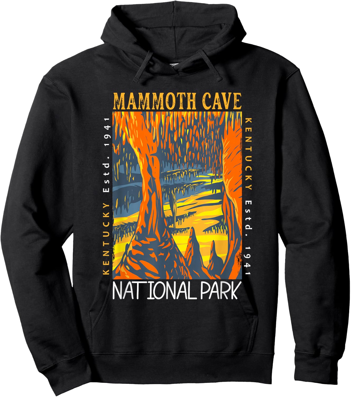 Mammoth Cave National Park Kentucky Distressed Vintage Hoodie - Hoodie | Black