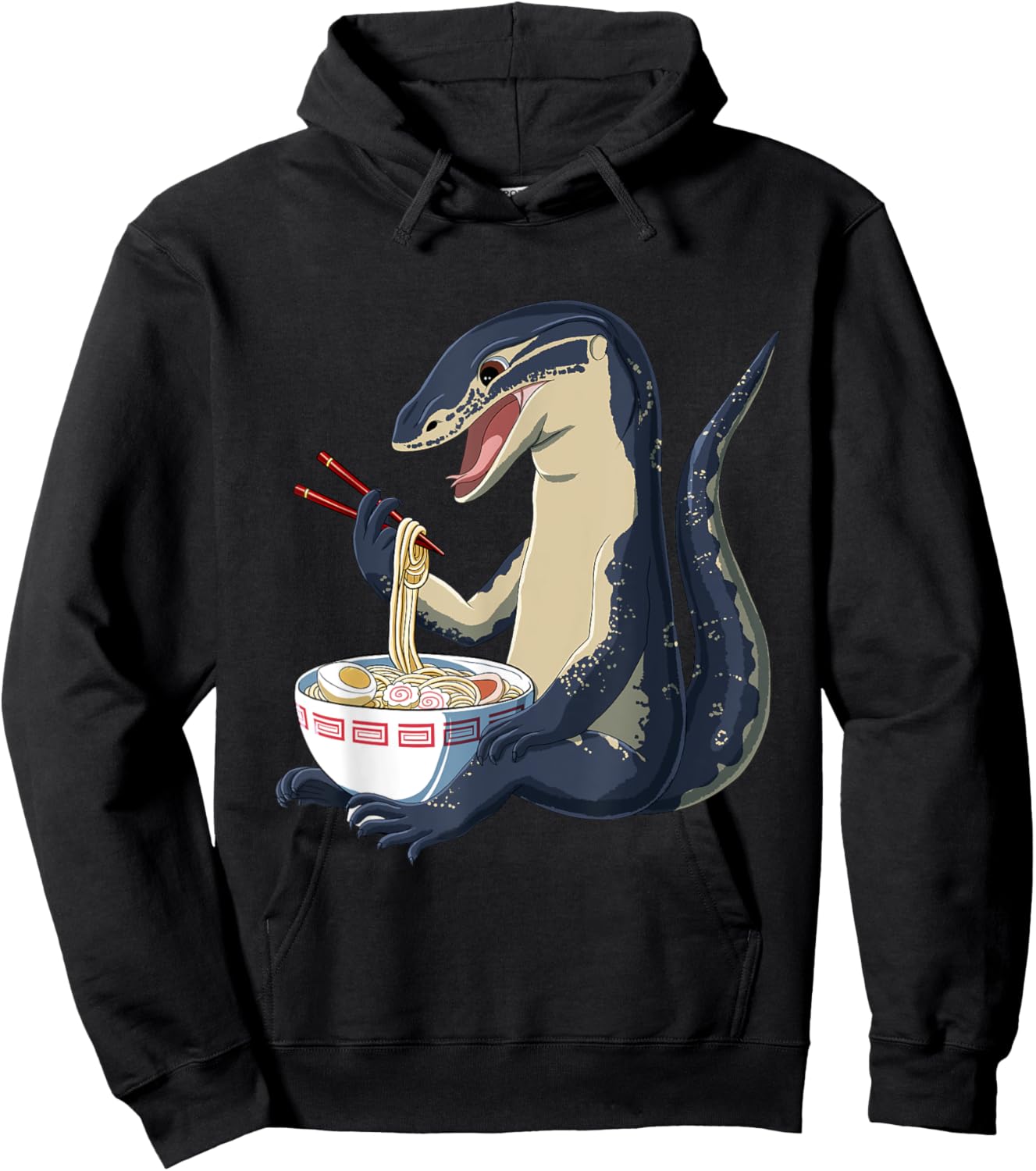 Funny Japanese Anime Ramen Noodles Waran Komodowaran Hoodie - Hoodie | Black