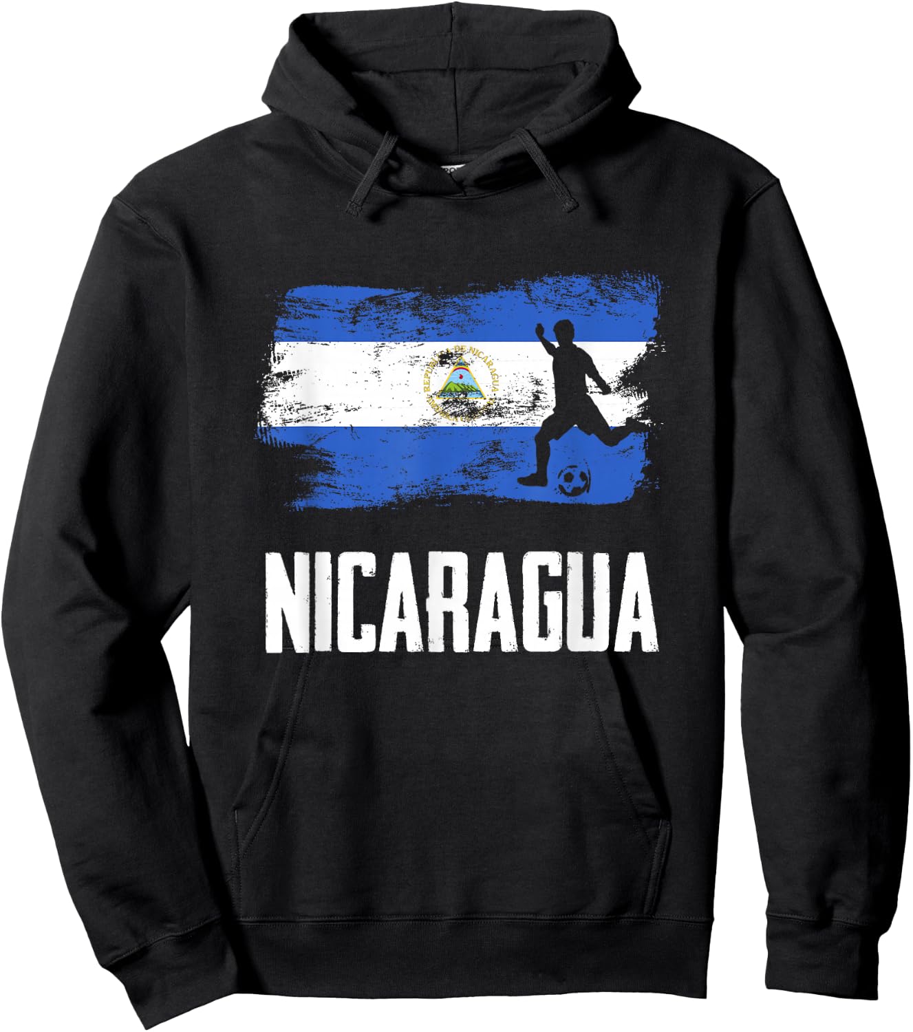 Nicaragua Flag Jersey Nicaraguan Soccer Team Nicaraguan Hoodie - Hoodie | Black
