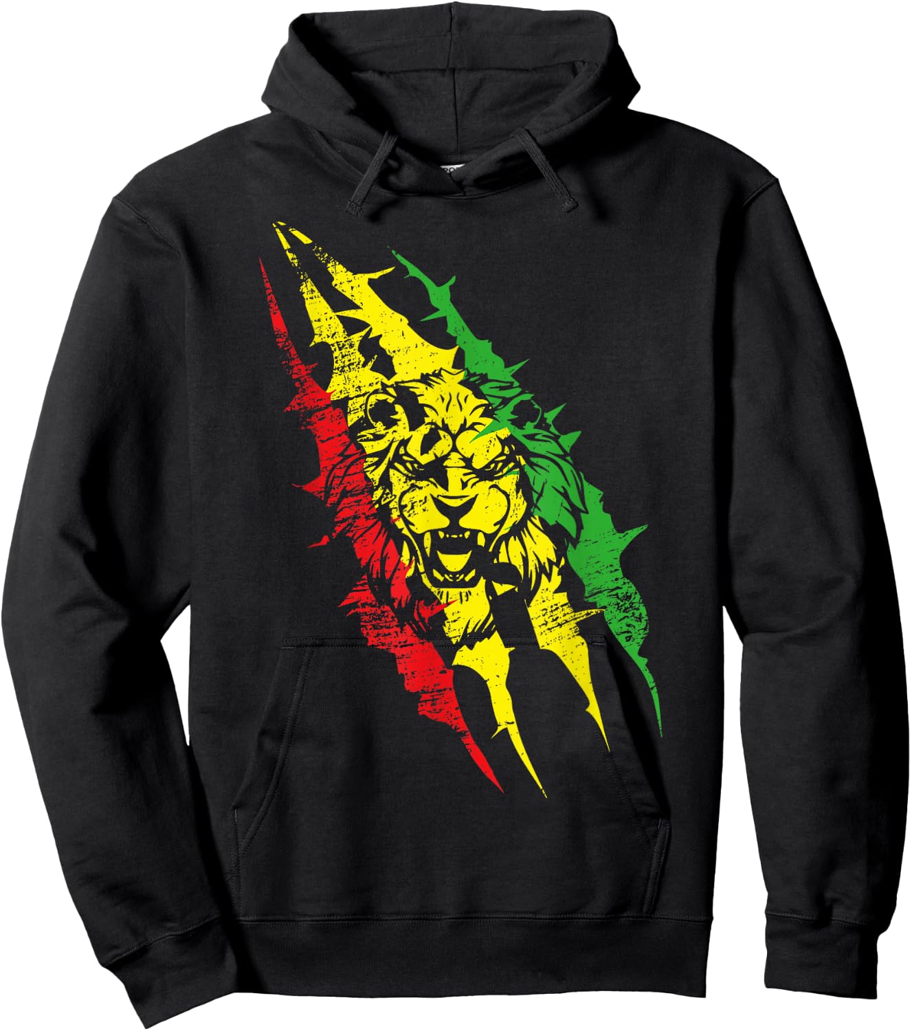 Lion Rasta Rastafarian Reggae Red Yellow Hoodie - Hoodie | Black