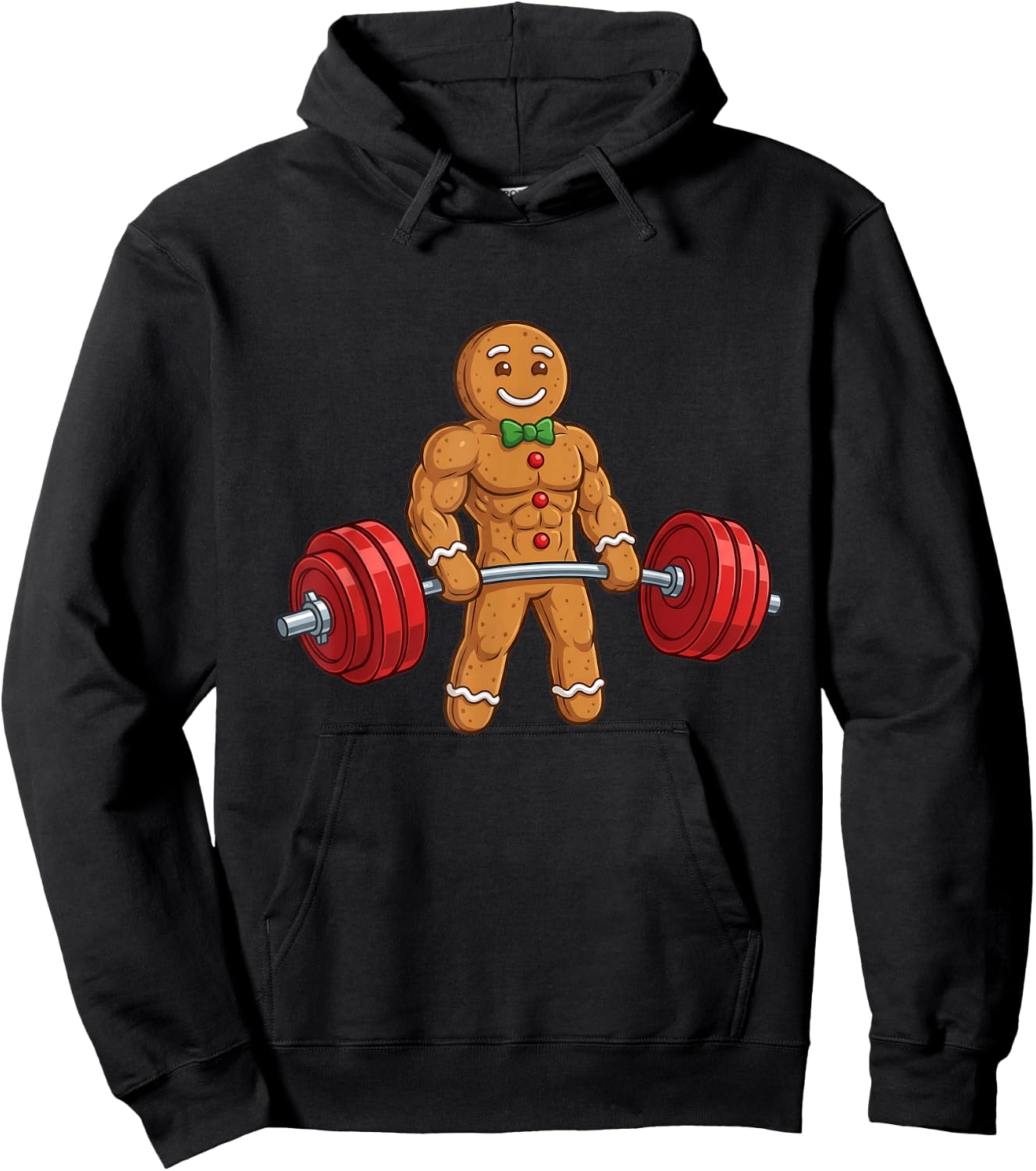 Funny Gingerbread Man Gym Bodybuilding Christmas Hoodie - Hoodie | Black