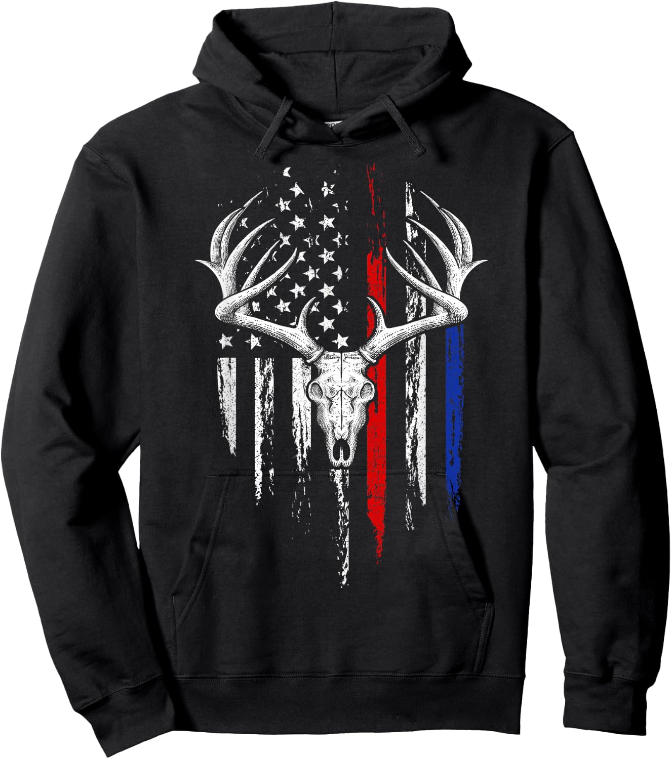 Bowhunting American Flag USA Bow Whitetail Deer Hunter Gift Hoodie - Hoodie | Black