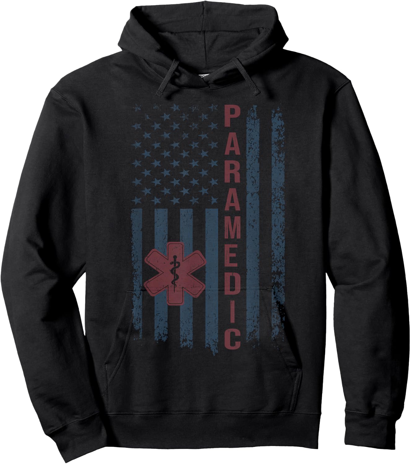 Paramedic American Flag USA EMS EMT first responder Women Kids Men Hoodie - Hoodie | Black