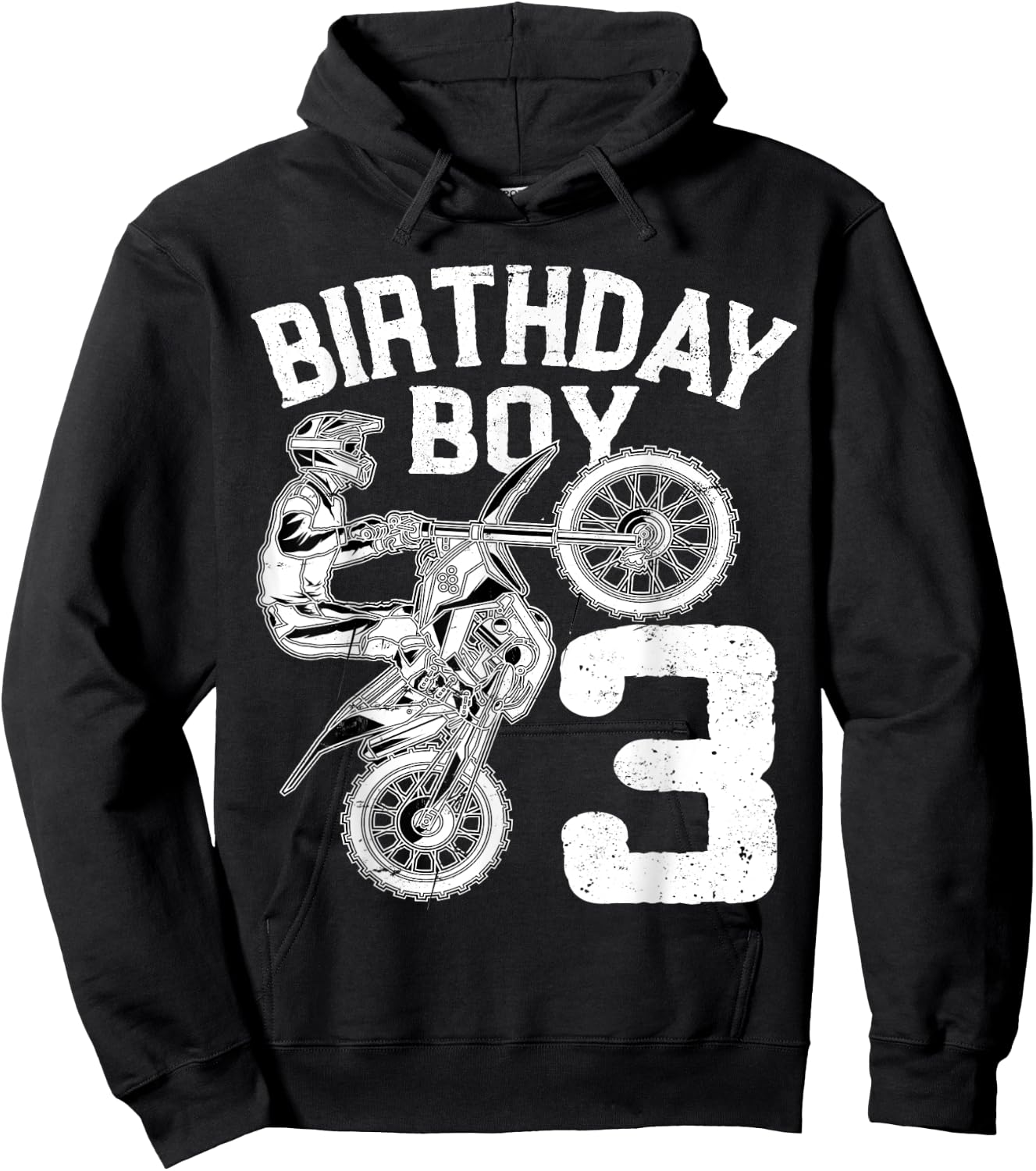 Kids 3 Year Old Dirt Bike Birthday Party Motocross MX 3rd Hoodie - Hoodie | Black