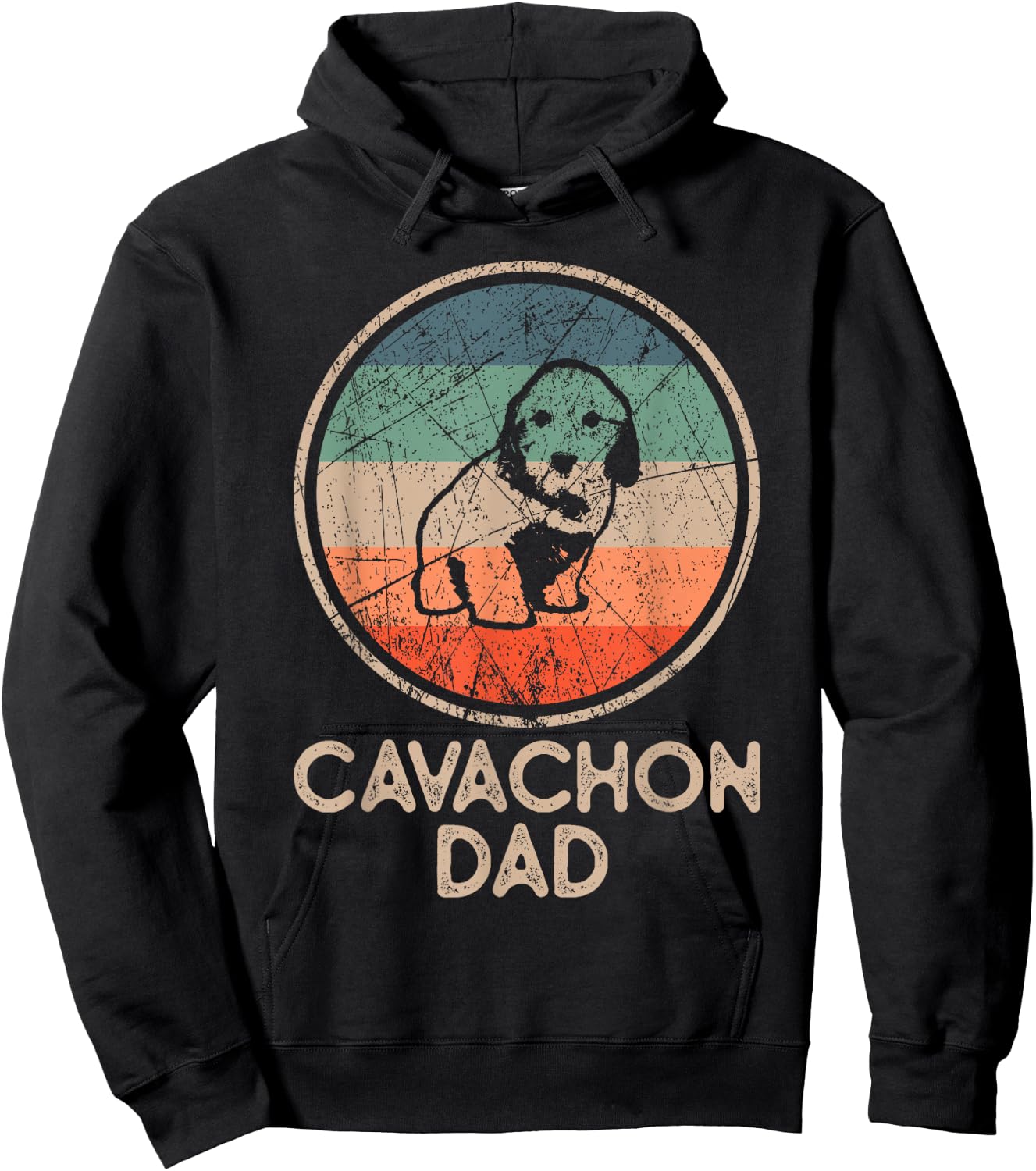 Cavachon Dog - Vintage Cavachon Dad Hoodie - Hoodie | Black