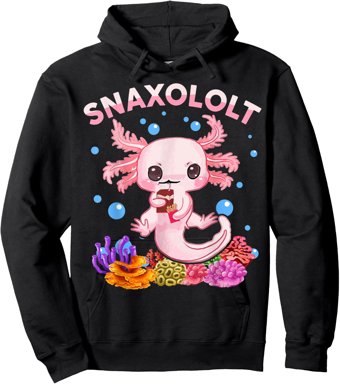 Kawaii Axolotl Snaxolotl Shirt Kid Toddler Teen Cute Axolotl Hoodie - Hoodie | Black