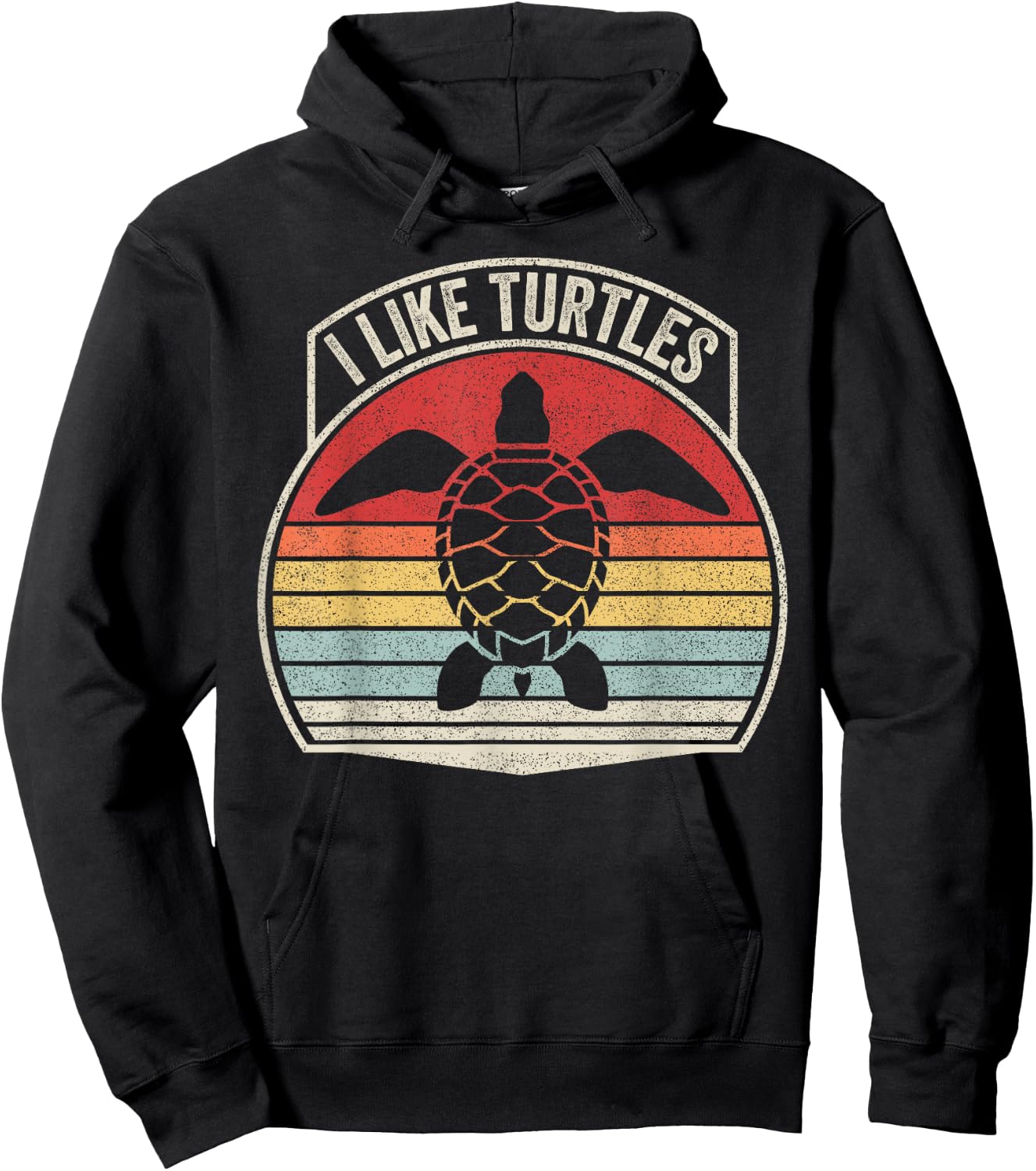 Catch Some Rays Retro Vintage I Like Turtles Funny - -Adult, Black, Small, Short Sleeve, Classic Fit, Cotton 80% Polyester 20% Hoodie - Hoodie | Black