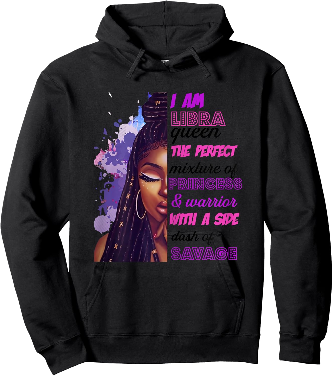 Libra Princess and Warrior Black Birthday Zodiac Cute Hoodie - Hoodie | Black