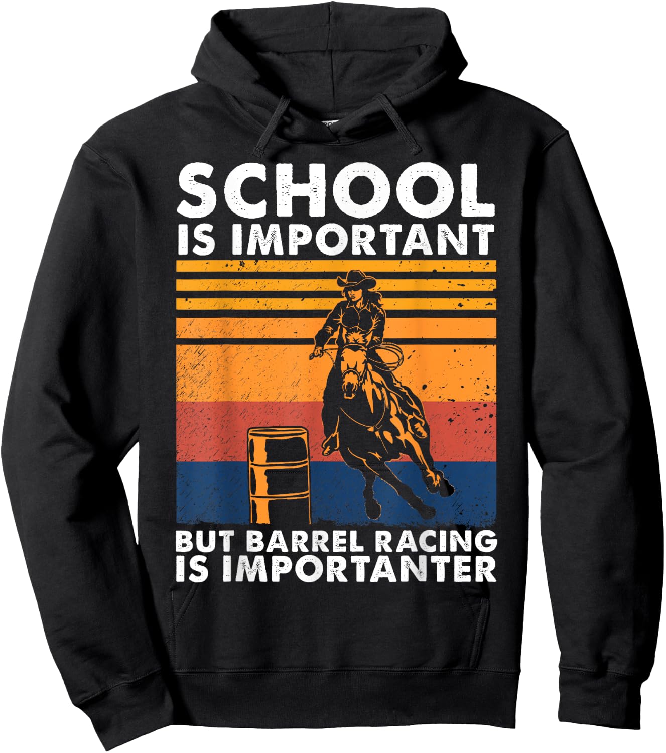 School Is Important But Barrel Racing Is Importanter Funny Hoodie - Hoodie | Black