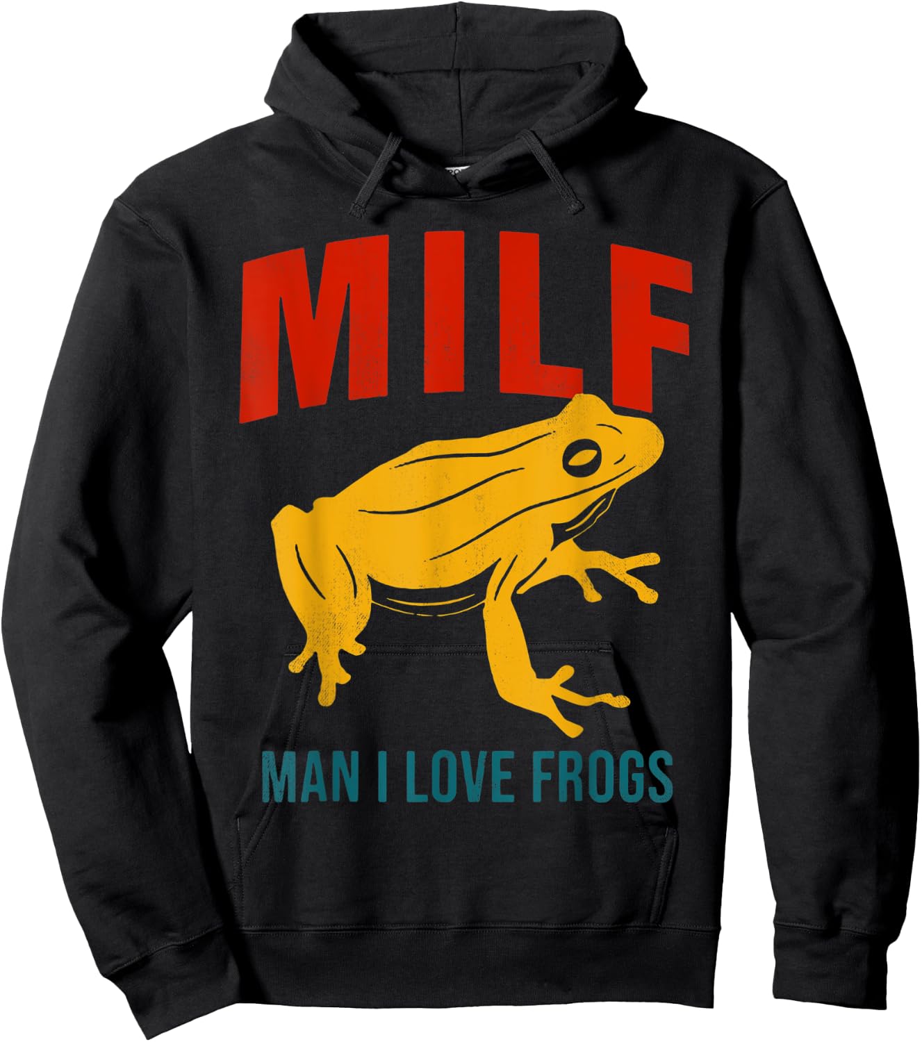 M.ILF Man I Love Frogs Funny Tree Frog Quote Vintage Style Hoodie - Hoodie | Black