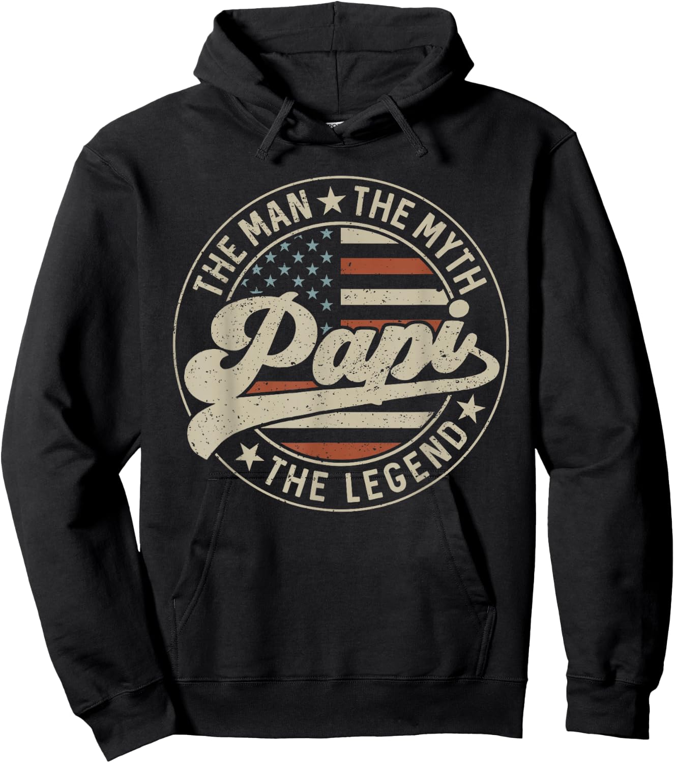 Papi The Man The Myth The Legend Us Flag Father's Day Hoodie - Hoodie | Black